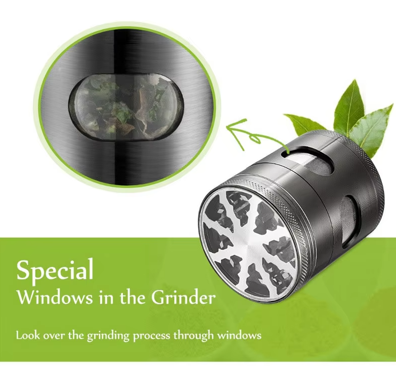 60mm 4-Layer Zinc Tobacco Grinder with Pollen Screen & Magnetic Lid