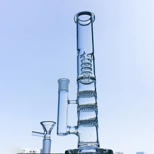 Premium Straight Tube 32cm Glass Bong with Birdcage Perc: Elevate Your Smoking Experience!